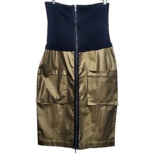 Kedziorek Womens Lagenlook Tube Dress Size 42 Metallic Full Zip Poland Designer